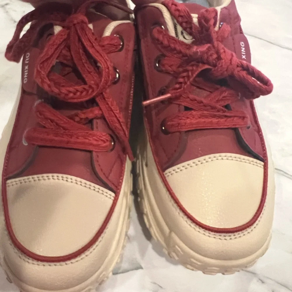 Red Platform Sneakers Size 8.5
